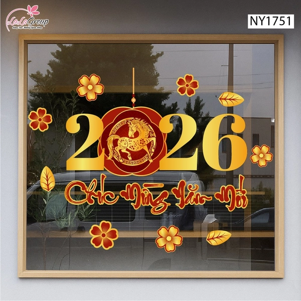 Decal Trang Trí Tết Bính Ngọ 2026 Chúc Mừng Năm Mới