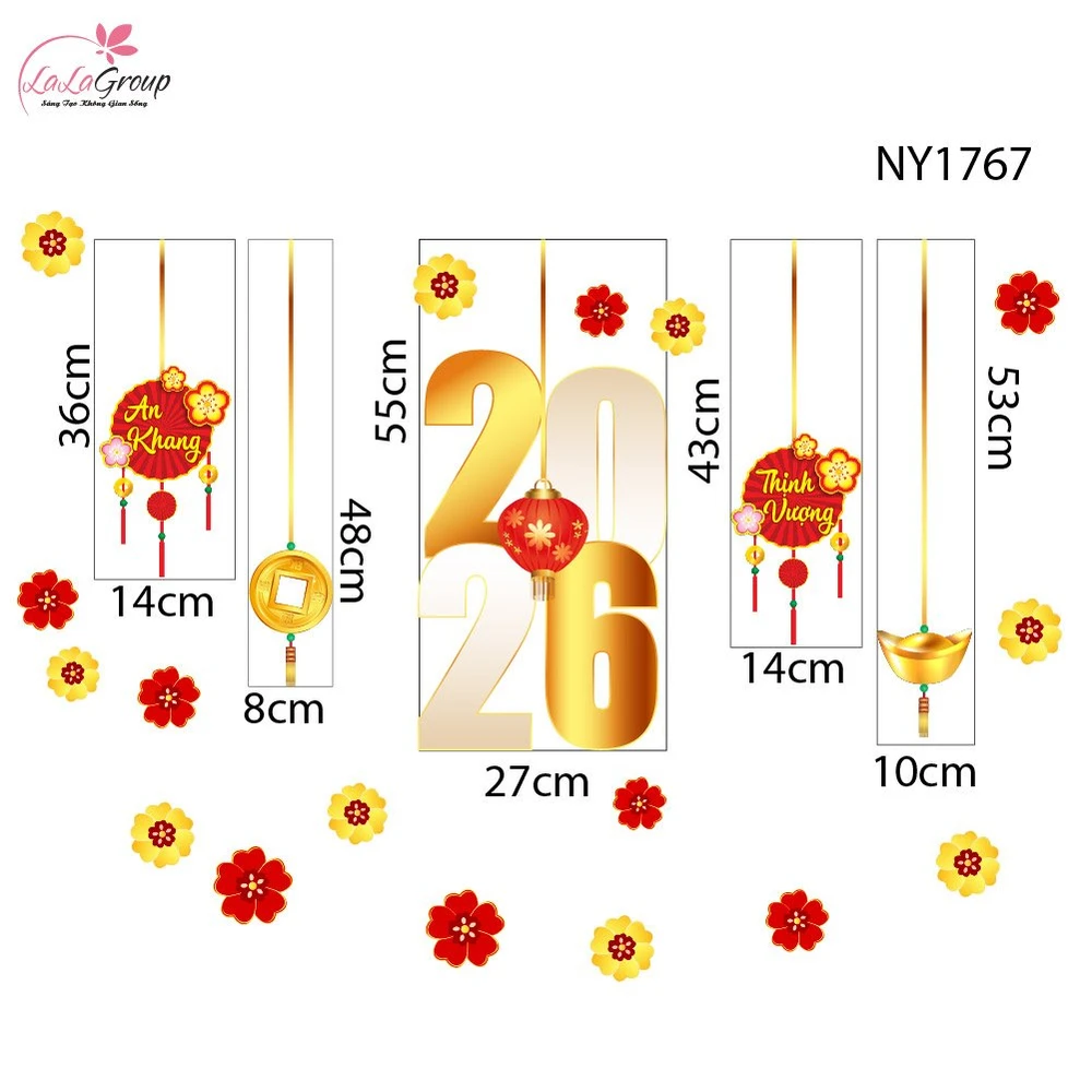 Decal Trang Trí Tết Dây Treo Tài Lộc Và Tiền Vàng May Mắn 2026
