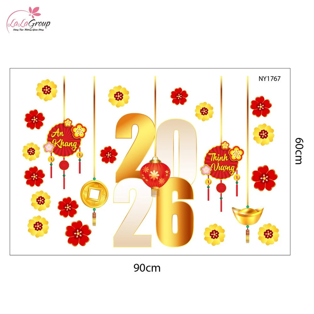 Decal Trang Trí Tết Dây Treo Tài Lộc Và Tiền Vàng May Mắn 2026