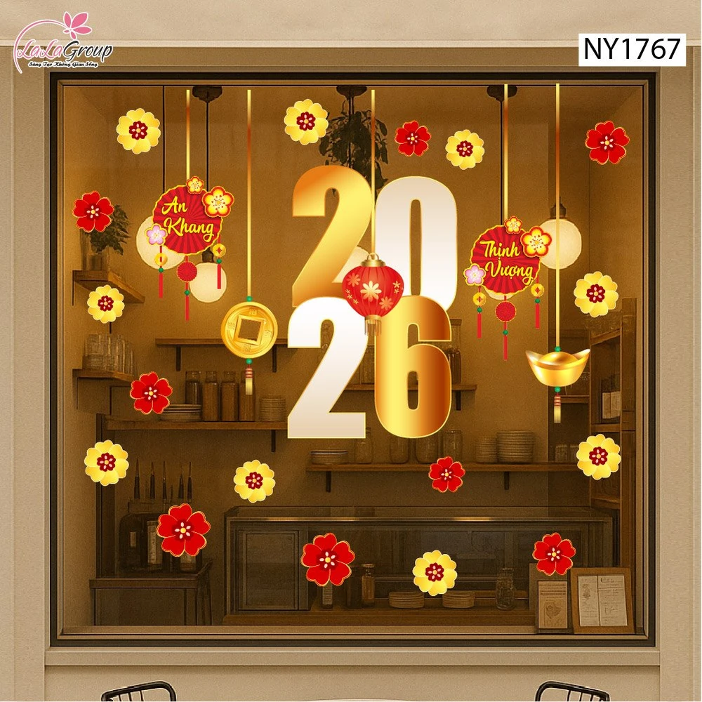 Decal Trang Trí Tết Dây Treo Tài Lộc Và Tiền Vàng May Mắn 2026