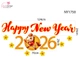 Decal Trang Trí Tết Happy New Year 2026 Và Hoa Mai Vàng