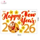 Decal Trang Trí Tết Happy New Year 2026 Và Hoa Mai Vàng