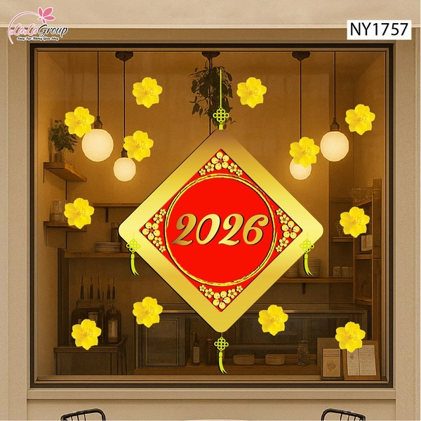 Decal Trang Trí Tết Mừng Năm Mới 2026