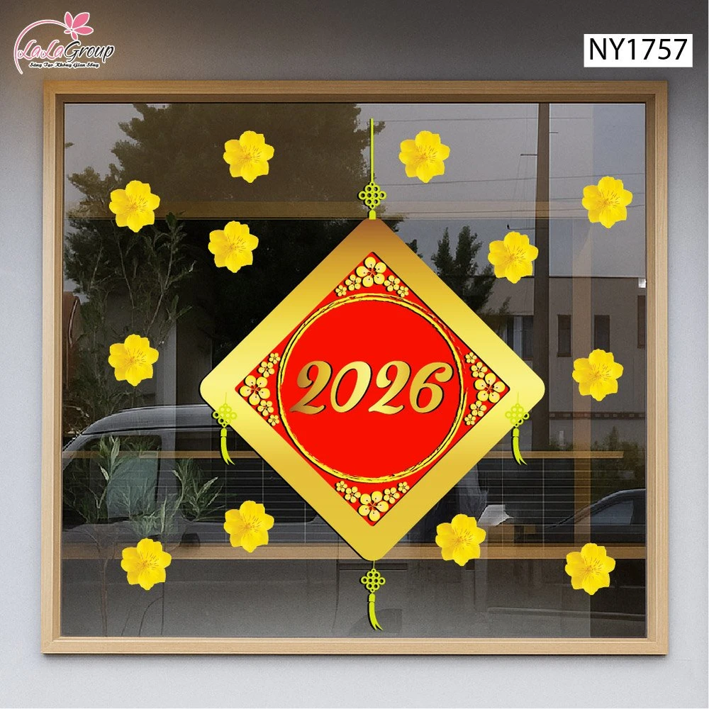 Decal Trang Trí Tết Mừng Năm Mới 2026