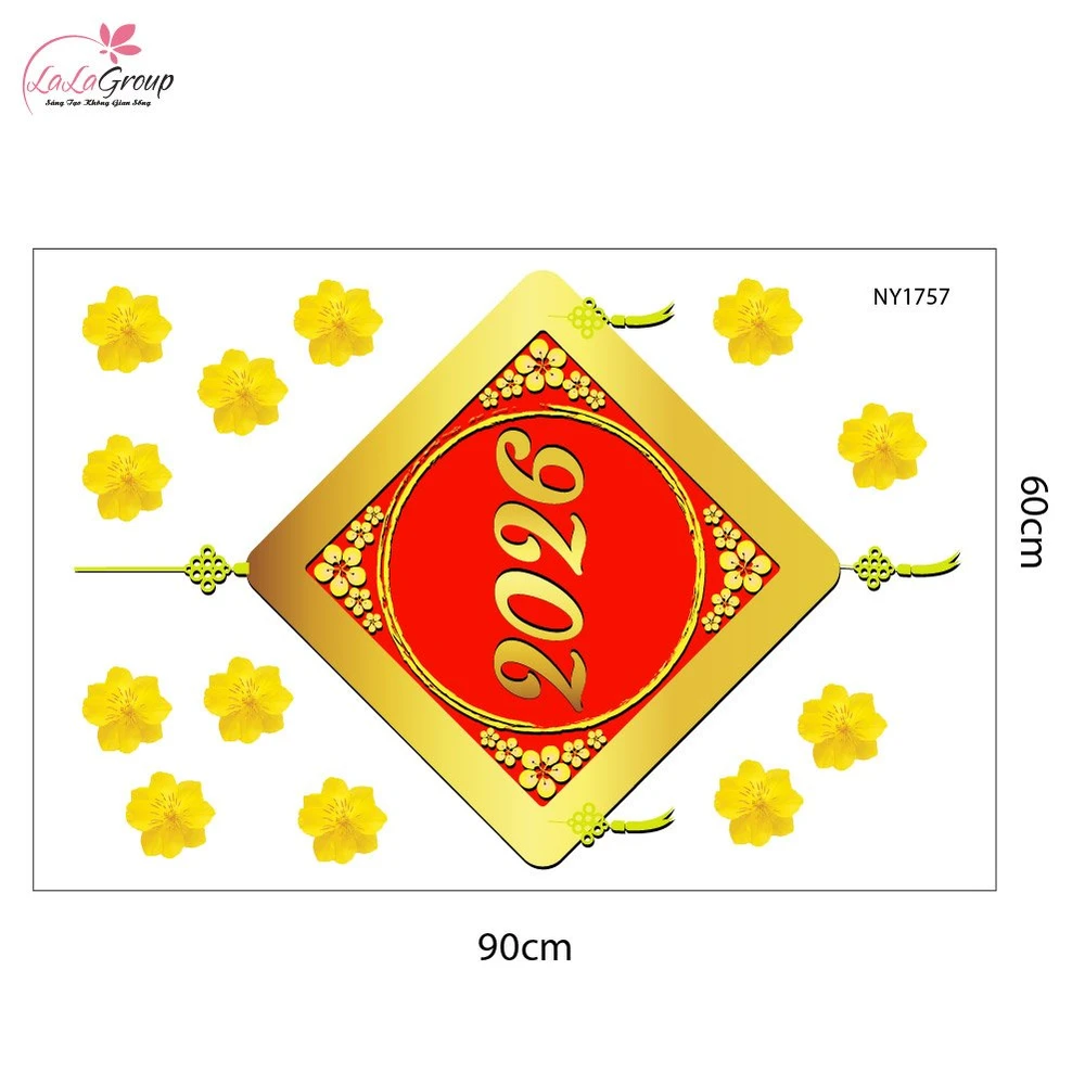 Decal Trang Trí Tết Mừng Năm Mới 2026