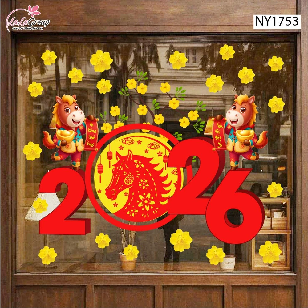 Decal Trang Trí Tết Mừng Xuân Bính Ngọ 2026 Vạn Sự Như Ý