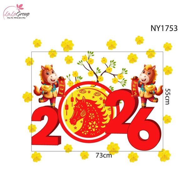 Decal Trang Trí Tết Mừng Xuân Bính Ngọ 2026 Vạn Sự Như Ý
