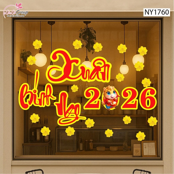 Decal Trang Trí Tết chào mừng xuân Bính Ngọ 2026