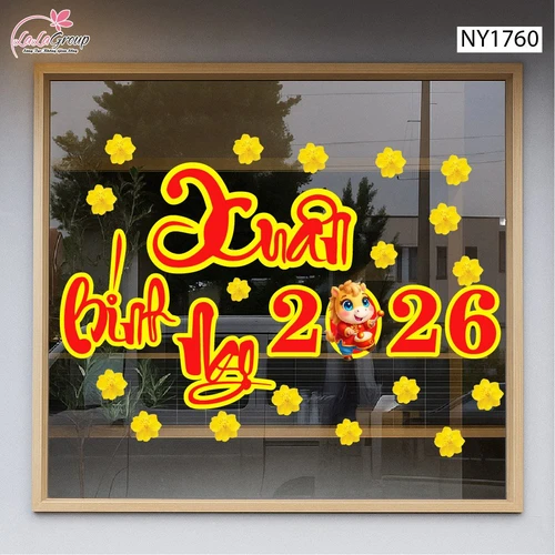 Decal Trang Trí Tết chào mừng xuân Bính Ngọ 2026