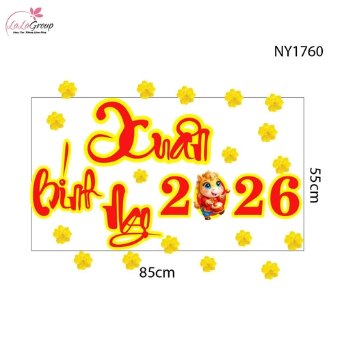 Decal Trang Trí Tết chào mừng xuân Bính Ngọ 2026