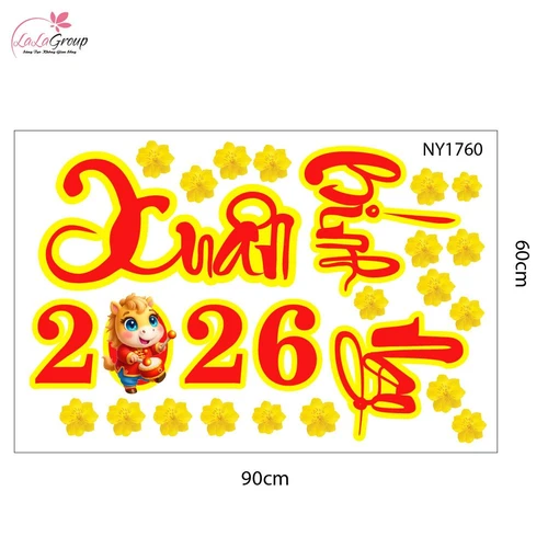 Decal Trang Trí Tết chào mừng xuân Bính Ngọ 2026