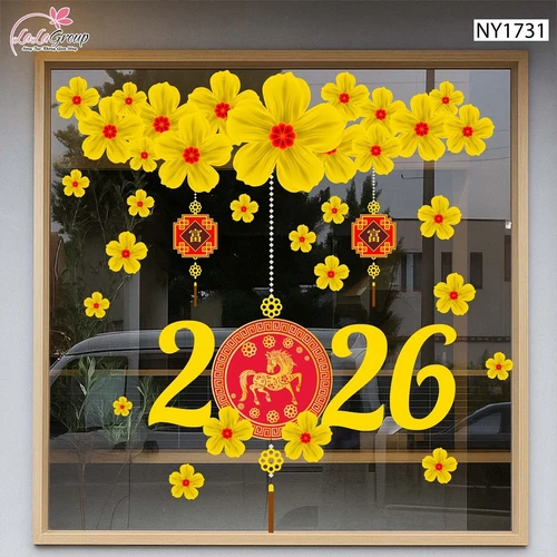 Decal Trang Trí Tết Mai Vàng Tài Lộc 2026