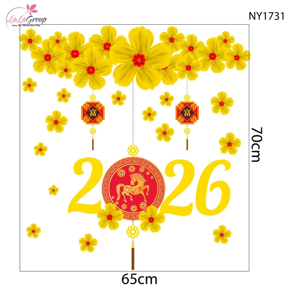 Decal Trang Trí Tết Mai Vàng Tài Lộc 2026