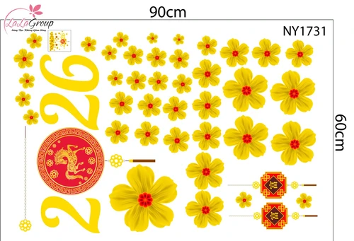Decal Trang Trí Tết Mai Vàng Tài Lộc 2026