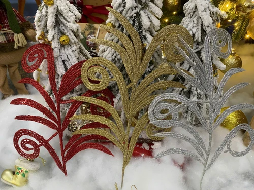 Lá bạc phủ kim tuyến phụ kiện trang trí