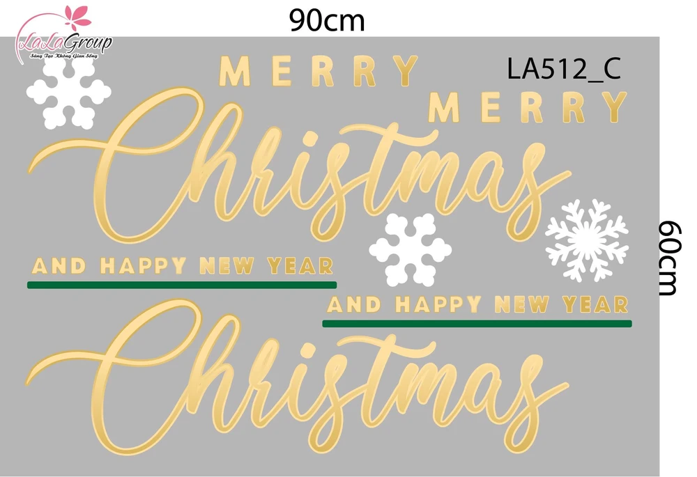 Combo Decal Trang Trí Noel Những Cây Thông Sắc Màu Và Đôi Tuần Lộc Vàng