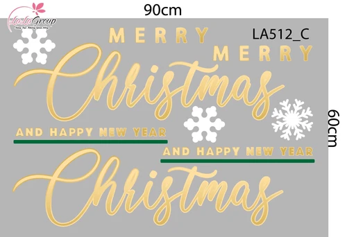 Combo Decal Trang Trí Noel Những Cây Thông Sắc Màu Và Đôi Tuần Lộc Vàng