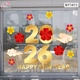 Decal Trang Trí Tết Happy New Year 2026 Và Mai Đào Đón Xuân
