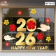 Decal Trang Trí Tết Happy New Year 2026 Và Mai Đào Đón Xuân