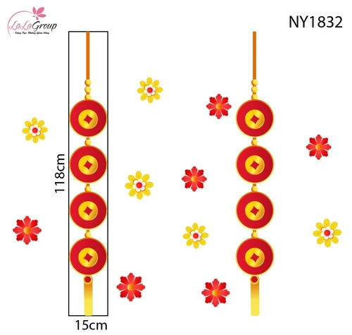 Decal Trang Trí Tết Lộc Treo Đồng Tiền Vàng Tài Lộc