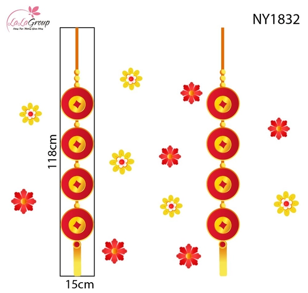 Decal Trang Trí Tết Lộc Treo Đồng Tiền Vàng Tài Lộc