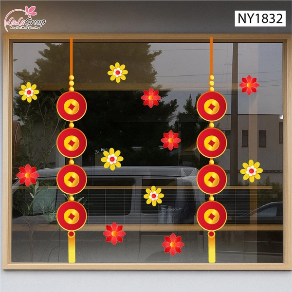 Decal Trang Trí Tết Lộc Treo Đồng Tiền Vàng Tài Lộc