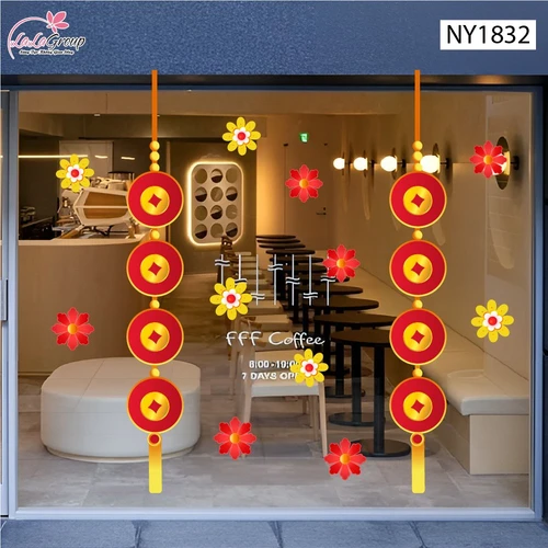 Decal Trang Trí Tết Lộc Treo Đồng Tiền Vàng Tài Lộc