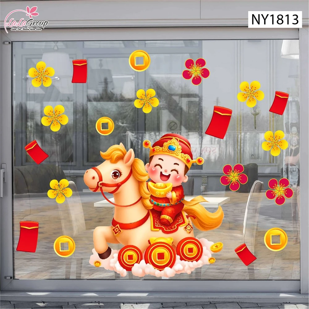 Decal Trang Trí Tết Thần Tài Chiêu Tài Đón Lộc 2026