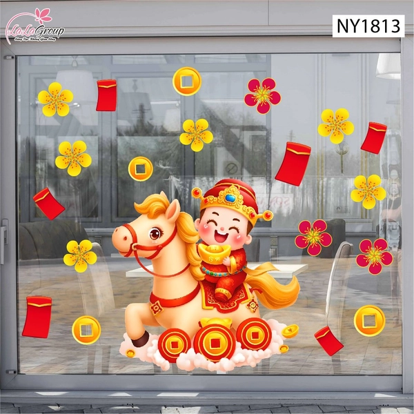 Decal Trang Trí Tết Thần Tài Chiêu Tài Đón Lộc