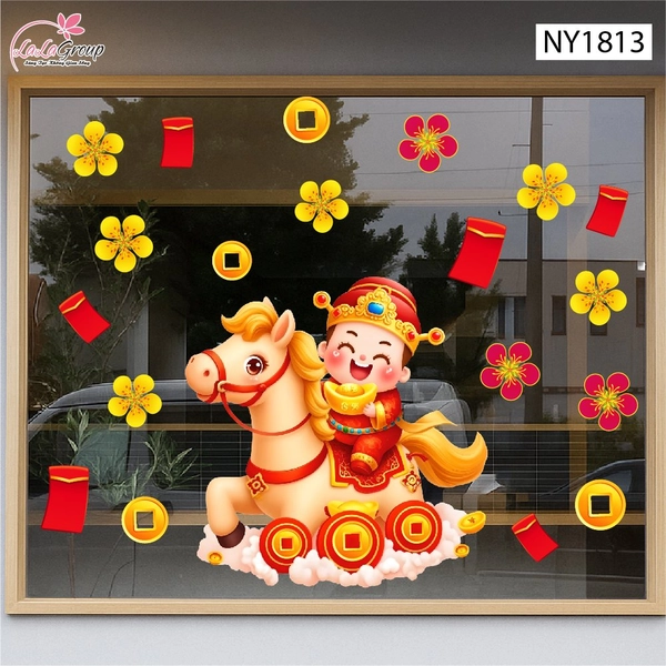 Decal Trang Trí Tết Thần Tài Chiêu Tài Đón Lộc