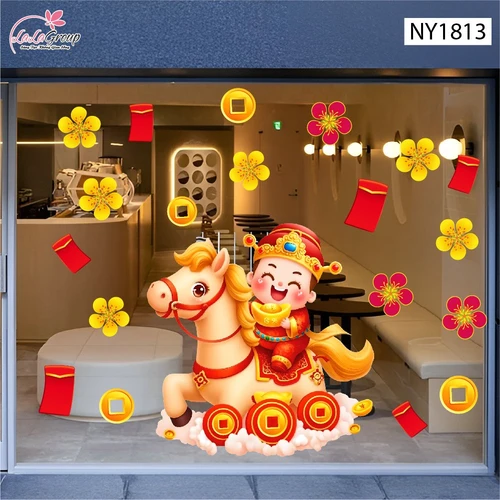 Decal Trang Trí Tết Thần Tài Chiêu Tài Đón Lộc 2026