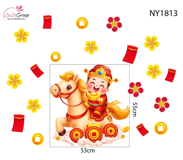 Decal Trang Trí Tết Thần Tài Chiêu Tài Đón Lộc