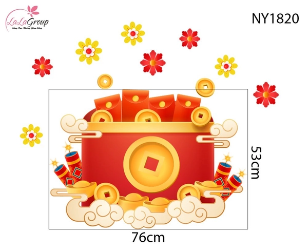Decal Trang Trí Tết Túi Tiền Vàng Phúc Lộc Trọn Năm