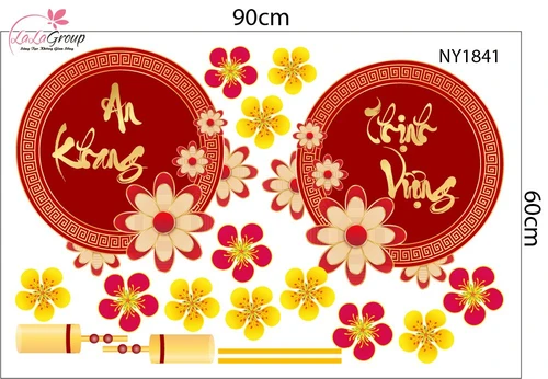 Combo Decal Trang Trí Tết An Khang Thịnh Vượng Rước Lộc Đầu Năm 2026