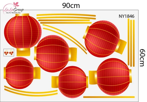 Combo Decal Trang Trí Tết Chúc Mừng Năm Mới Bính Ngọ Tài Lộc