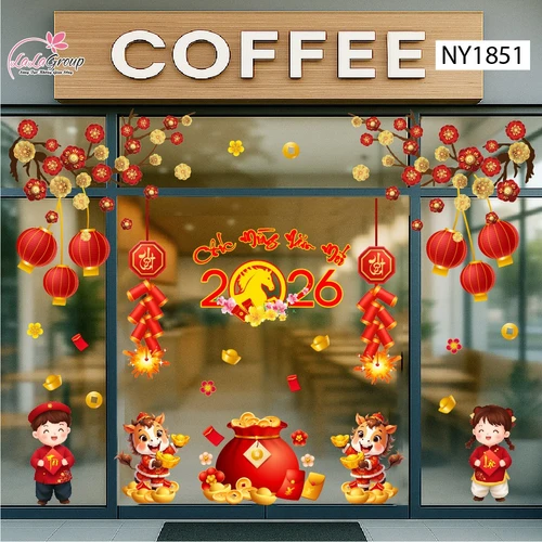 Combo Decal Trang Trí Tết Chúc Mừng Năm Mới Bính Ngọ Tài Lộc