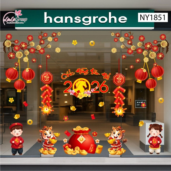 Combo Decal Trang Trí Tết Chúc Mừng Năm Mới Bính Ngọ Tài Lộc