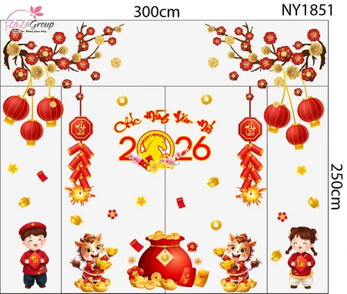 Combo Decal Trang Trí Tết Chúc Mừng Năm Mới Bính Ngọ Tài Lộc