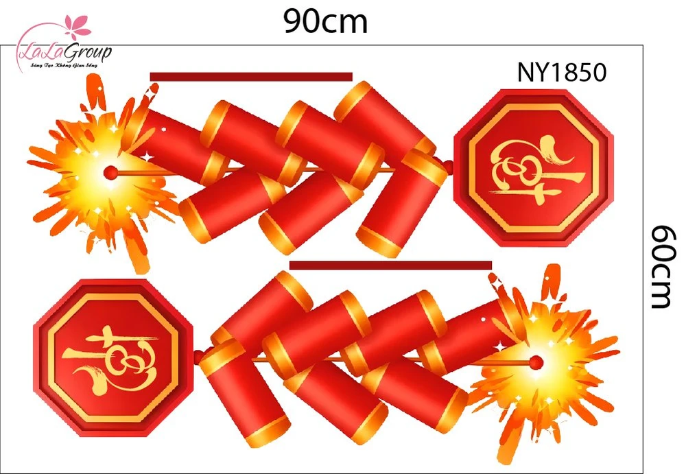 Combo Decal Trang Trí Tết Chúc Mừng Năm Mới Bính Ngọ Tài Lộc