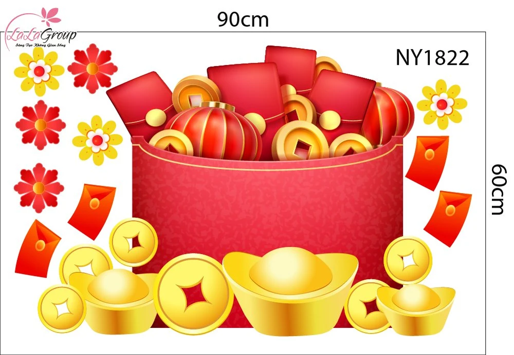 Combo Decal Trang Trí Tết Tuấn Mã Chúc Mừng Năm Mới An Khang Thịnh Vượng