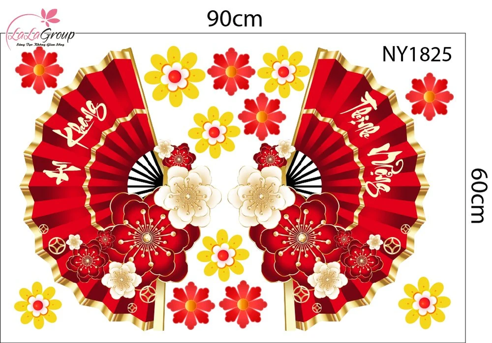 Combo Decal Trang Trí Tết Tuấn Mã Chúc Mừng Năm Mới An Khang Thịnh Vượng