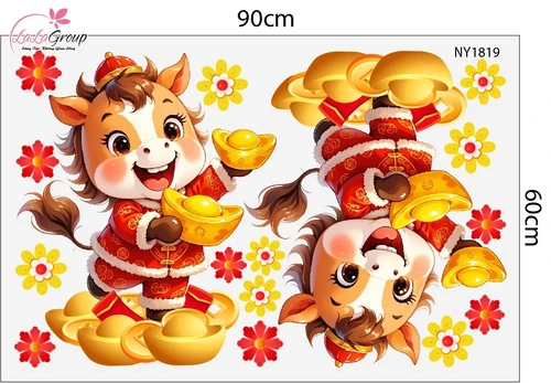 Combo Decal Trang Trí Tết Chúc Mừng Năm Mới Bính Ngọ Tài Lộc