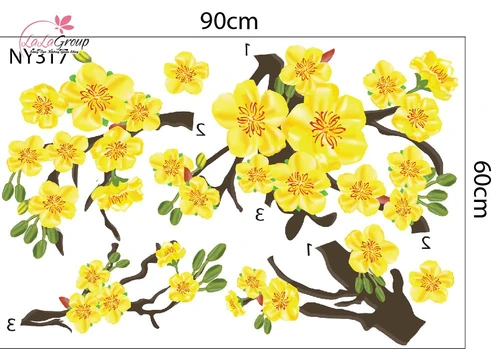 Combo Decal Trang Trí Tết Bé Vui Xuân Mừng Năm Mới Bính Ngọ