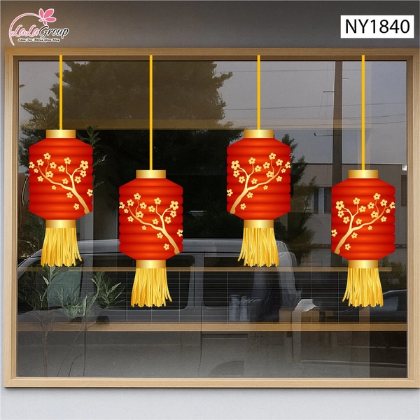 Decal Trang Trí Tết Lồng Đèn Tài Lộc Phú Quý