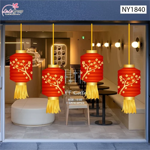 Decal Trang Trí Tết Lồng Đèn Tài Lộc Phú Quý
