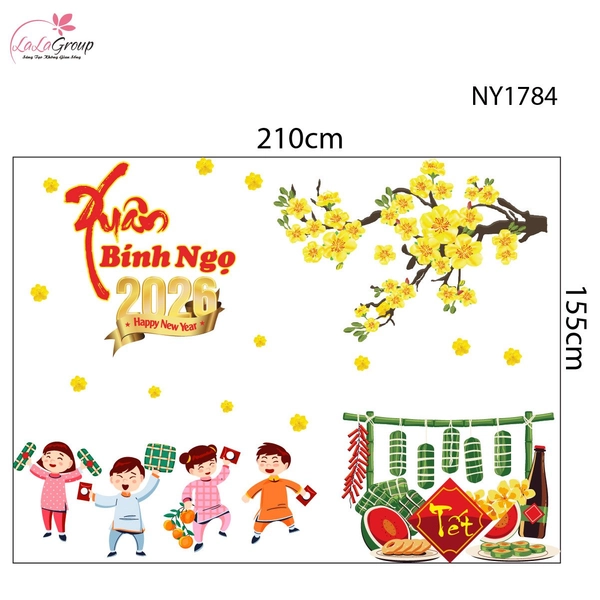 Combo Decal Trang Trí Tết Bé Đi Biếu Tết 2026