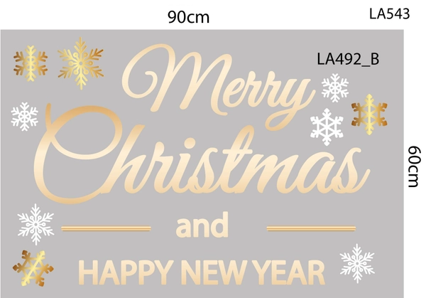 Combo Decal Trang Trí Noel Merry Christmas And Happy New Year 2027 và quả cầu may mắn