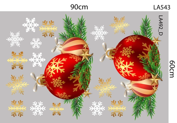 Combo Decal Trang Trí Noel Merry Christmas And Happy New Year 2027 và quả cầu may mắn