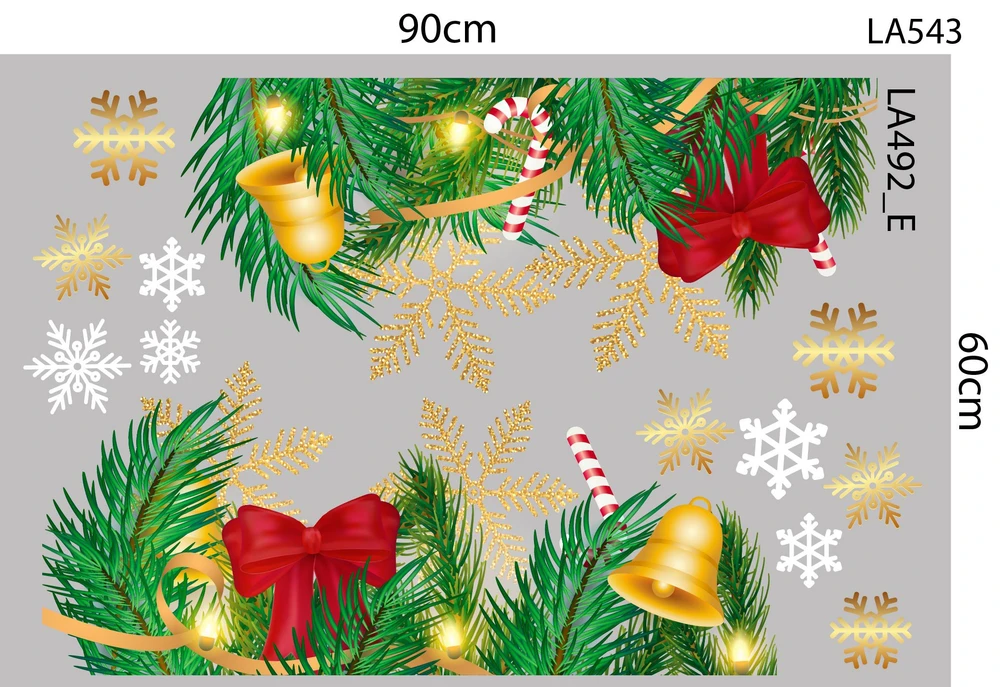 Combo Decal Trang Trí Noel Merry Christmas And Happy New Year 2026 và quả cầu may mắn