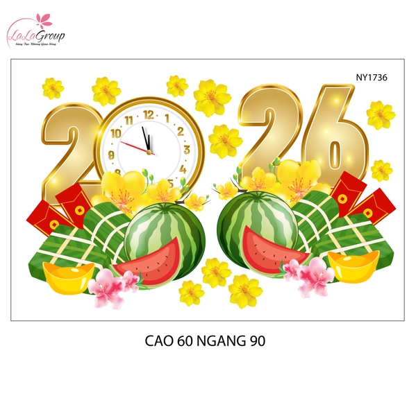 Combo Decal Trang Trí Tết Xuân Bính Ngọ An Khang Thịnh Vượng 2026